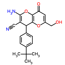 2-Amino-6-(hydroxymethyl)-4-[4-(2-methyl-2-propanyl)phenyl]-8-oxo-4,8-dihydropyrano[3,2-b]pyran-3-carbonitrile Structure