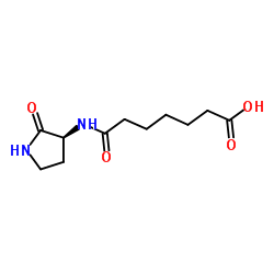 7-Oxo-7-{[(3S)-2-oxo-3-pyrrolidinyl]amino}heptanoic acid结构式