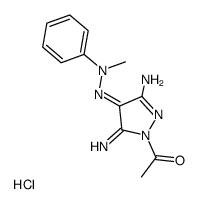 1-Acetyl-3-amino-5-imino-4-methylphenylhydrazonopyrazolo hydrochloride结构式