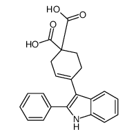 4-(2-phenyl-1H-indol-3-yl)cyclohex-3-ene-1,1-dicarboxylic acid Structure