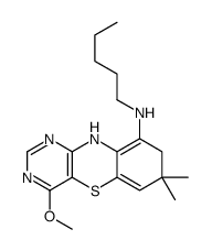 4-methoxy-7,7-dimethyl-N-pentyl-8,10-dihydropyrimido[5,4-b][1,4]benzothiazin-9-amine结构式