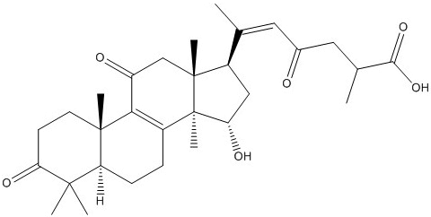 (15alpha,20Z)-15-hydroxy-3,11,23-trioxo-Lanosta-8,20(22)-dien-26-oic acid结构式