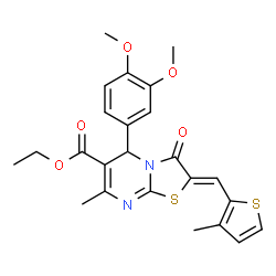 ethyl 5-(3,4-dimethoxyphenyl)-7-methyl-2-[(3-methyl-2-thienyl)methylene]-3-oxo-2,3-dihydro-5H-[1,3]thiazolo[3,2-a]pyrimidine-6-carboxylate结构式