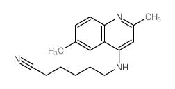 6-[(2,6-dimethylquinolin-4-yl)amino]hexanenitrile结构式