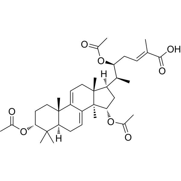 (22S,24E)-3α,15α,22-Tris(acetyloxy)-5α-lanosta-7,9(11),24-trien-26-oic acid结构式