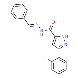 (E)-N-benzylidene-3-(2-chlorophenyl)-1H-pyrazole-5-carbohydrazide结构式