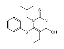 5-ethyl-1-(2-methylpropyl)-6-phenylsulfanyl-2-sulfanylidenepyrimidin-4-one结构式