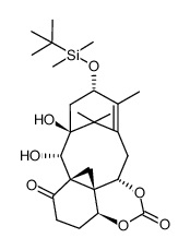 (3aS,3a1S,6aS,7S,8S,10S,13aS)-10-((tert-butyldimethylsilyl)oxy)-7,8-dihydroxy-11,14,14-trimethyl-4,5,7,8,9,10,13,13a-octahydro-1,3-dioxa-3a1,6a:8,12-dimethanocyclodeca[de]naphthalene-2,6(3aH)-dione结构式