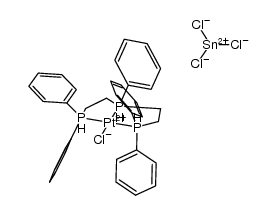 chloro(bis(2-diphenylphosphinoethyl)phenylphosphine)platinum(II) trichlorostannate(II)结构式