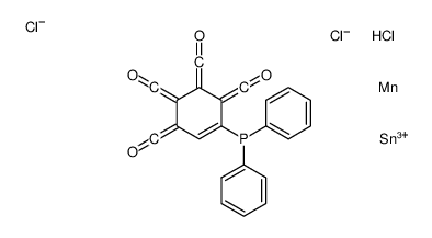 diphenyl-[3,4,5,6-tetrakis(oxomethylidene)cyclohexen-1-yl]phosphanium,manganese,trichlorotin Structure