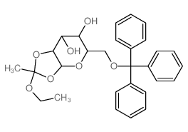 8-ethoxy-8-methyl-3-(trityloxymethyl)-2,7,9-trioxabicyclo[4.3.0]nonane-4,5-diol Structure