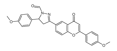 3-(4-methoxyphenyl)-5-[2-(4-methoxyphenyl)-4-oxochromen-6-yl]-3,4-dihydropyrazole-2-carbaldehyde结构式