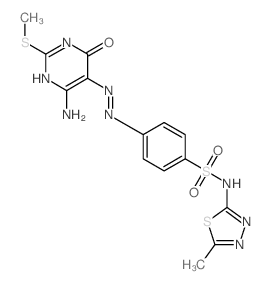 Benzenesulfonamide,4-[2-[4-amino-1,6-dihydro-2-(methylthio)-6-oxo-5-pyrimidinyl]diazenyl]-N-(5-methyl-1,3,4-thiadiazol-2-yl)- Structure