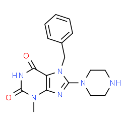 7-benzyl-3-methyl-8-(piperazin-1-yl)-3,7-dihydro-1H-purine-2,6-dione structure