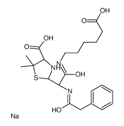 (2R,4S)-2-[(1R)-2-(5-carboxypentylamino)-2-oxo-1-[(2-phenylacetyl)amino]ethyl]-5,5-dimethyl-1,3-thiazolidine-4-carboxylic acid,sodium结构式