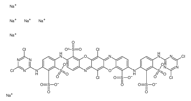 hexasodium 6,13-dichloro-3,10-bis[[4-[(4,6-dichloro-1,3,5-triazin-2-yl)amino]disulphonatophenyl]amino]triphenodioxazine-4,11-disulphonate structure