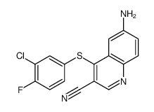 6-amino-4-(3-chloro-4-fluorophenyl)sulfanylquinoline-3-carbonitrile Structure