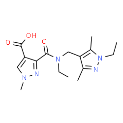 3-((Ethyl[(1-ethyl-3,5-dimethyl-1H-pyrazol-4-yl)methyl]amino)carbonyl)-1-methyl-1H-pyrazole-4-carboxylic acid结构式