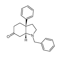 (3aR,7aR)-1-苯甲基-3a-苯基六氢-1H-吲哚-6(2H)-酮结构式