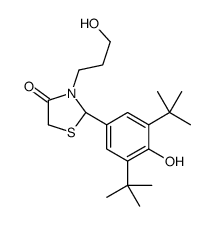 (2S)-2-(3,5-ditert-butyl-4-hydroxyphenyl)-3-(3-hydroxypropyl)-1,3-thiazolidin-4-one结构式