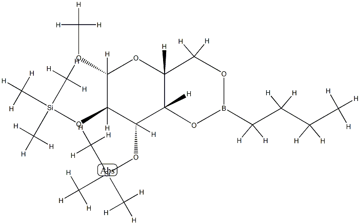 Methyl 2-O,3-O-bis(trimethylsilyl)-4-O,6-O-(butylboranediyl)-β-D-galactopyranoside结构式