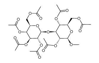 methyl 2,4,6-tri-O-acetyl-3-O-(2,3,4,6-tetra-O-acetyl-β-D-glucopyranosyl)-β-D-glucopyranoside Structure