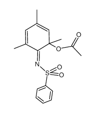 Acetic acid 6-[(Z)-benzenesulfonylimino]-1,3,5-trimethyl-cyclohexa-2,4-dienyl ester Structure