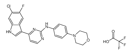 4-(6-chloro-5-fluoro-1H-indol-3-yl)-N-(4-morpholin-4-ylphenyl)pyrimidin-2-amine trifluoroacetate结构式