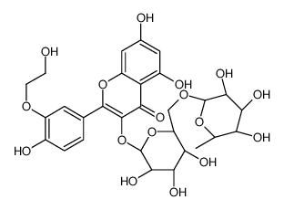 5,7-dihydroxy-2-[4-hydroxy-3-(2-hydroxyethoxy)phenyl]-3-[(2S,3R,4S,5S,6R)-3,4,5-trihydroxy-6-[[(2R,3R,4R,5R,6S)-3,4,5-trihydroxy-6-methyloxan-2-yl]oxymethyl]oxan-2-yl]oxychromen-4-one结构式
