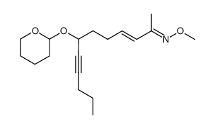 (3E)-7-((tetrahydro-2H-pyran-2-yl)oxy)dodec-3-en-8-yn-2-one O-methyl oxime Structure