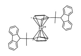 1,1'-bis[1-(9H-fluoren-9-yl)-1-methylethyl]ferrocene Structure