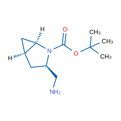 tert-Butyl (1R,3R,5R)-3-(aminomethyl)-2-azabicyclo[3.1.0]hexane-2-carboxylate结构式