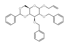 2,3-二-O-苄基-4,6-O-亚苄基-a-D-吡喃葡萄糖苷烯丙酯结构式