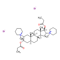 (3α,5α,17β)-2,16-Bis(1-methyl-1-piperidiniumyl)-3,17-bis(propionyloxy)androstane dibromide Structure