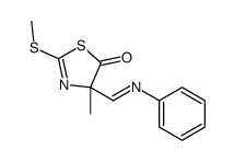 4-methyl-2-methylsulfanyl-4-(phenyliminomethyl)-1,3-thiazol-5-one结构式