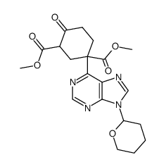 4-Oxo-1-[9-(tetrahydro-pyran-2-yl)-9H-purin-6-yl]-cyclohexane-1,3-dicarboxylic acid dimethyl ester结构式