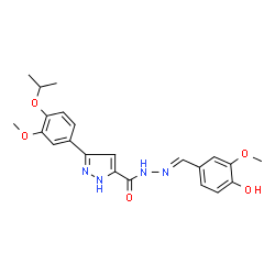 (E)-N-(4-hydroxy-3-methoxybenzylidene)-3-(4-isopropoxy-3-methoxyphenyl)-1H-pyrazole-5-carbohydrazide structure