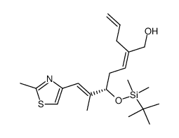 (2E,6E)(5S)-6-methyl-7-(2-methyl-(1,3-thiazol-4-yl))-2-prop-2-enyl-5-(1,1,2,2-tetramethyl-1-silapropoxy)hepta-2,6-dien-1-ol Structure