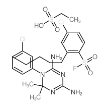 4-chloro-2-[4-[2-chloro-4-(4,6-diamino-2,2-dimethyl-1,3,5-triazin-1-yl)phenyl]butyl]benzenesulfonyl fluoride; ethanesulfonic acid Structure