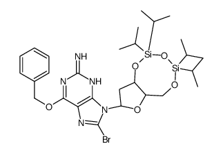 O6-Benzyl-8-bromo-N9-[3’,5’-O-(1,1,3,3-tetrakis(isopropyl)-1,3-disiloxanediyl)--D-2’-deoxyribofuranosyl]guanine structure