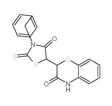 9-(3-benzyl-4-oxo-2-sulfanylidene-thiazolidin-5-yl)-10-thia-7-azabicyclo[4.4.0]deca-1,3,5-trien-8-one Structure