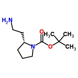 R-叔丁氧羰基-2-(氨基甲基)吡咯烷结构式