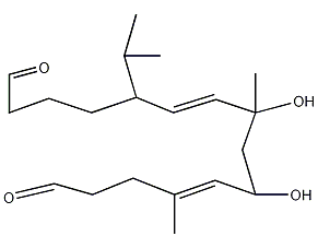 (4E,6R,8S,9E,11S)-6,8-二羟基-4,8-二甲基-11-(1-甲基乙基)-14-氧代-4,9-十五碳二烯醛结构式