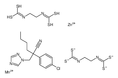 zinc,2-(4-chlorophenyl)-2-(1,2,4-triazol-1-ylmethyl)hexanenitrile,manganese(2+),N-[2-(sulfidocarbothioylamino)ethyl]carbamodithioate结构式