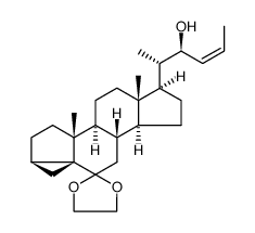 (22S,23Z)-6-(1,3-dioxolan-2-yl)-3α,5-cyclo-26,27-bisnor-5α-cholest-23-en-22-ol Structure