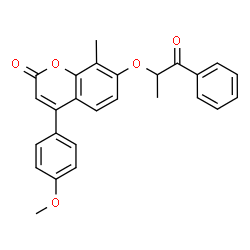 4-(4-methoxyphenyl)-8-methyl-7-(1-oxo-1-phenylpropan-2-yl)oxychromen-2-one结构式