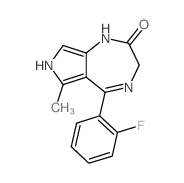 6-(2-fluorophenyl)-8-methyl-2,5,9-triazabicyclo[5.3.0]deca-5,7,10-trien-3-one结构式