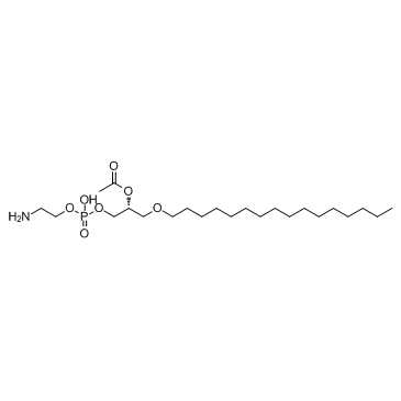 1-hexadecyl-2-acetyl-sn-glycero-3-phosphoethanolamine结构式