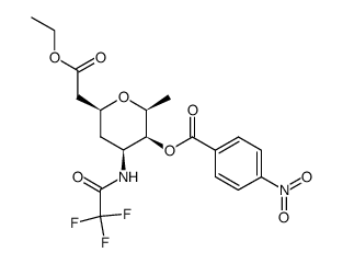 ethyl 2-(2,3,6-trideoxy-4-O-p-nitrobenzoyl-3-trifluoroacetamido-β-L-lyxo-hexopyranosyl)acetate结构式