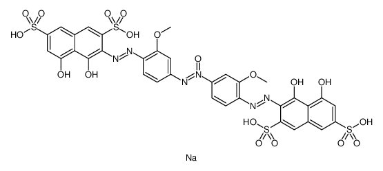 tetrasodium 3,3'-[azoxybis[(2-methoxy-4,1-phenylene)azo]]bis[4,5-dihydroxynaphthalene-2,7-disulphonate] picture